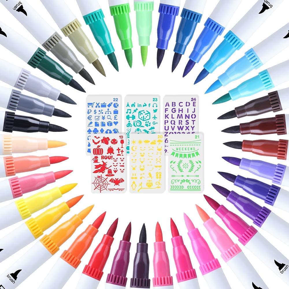 HASTHIP 36 Colour Fineliner Pen Set Double Art Colouring Pens Fine Tip Brush Markers for Adult Students DIY Card Making Photo Album Coloring Books Craft Doodling HASTHIP 36 Colour Fineliner Pen Set Double Art Colouring Pens Fine Tip Brush Markers for Adult Students DIY Card Making Photo Album Coloring Books Craft Doodling